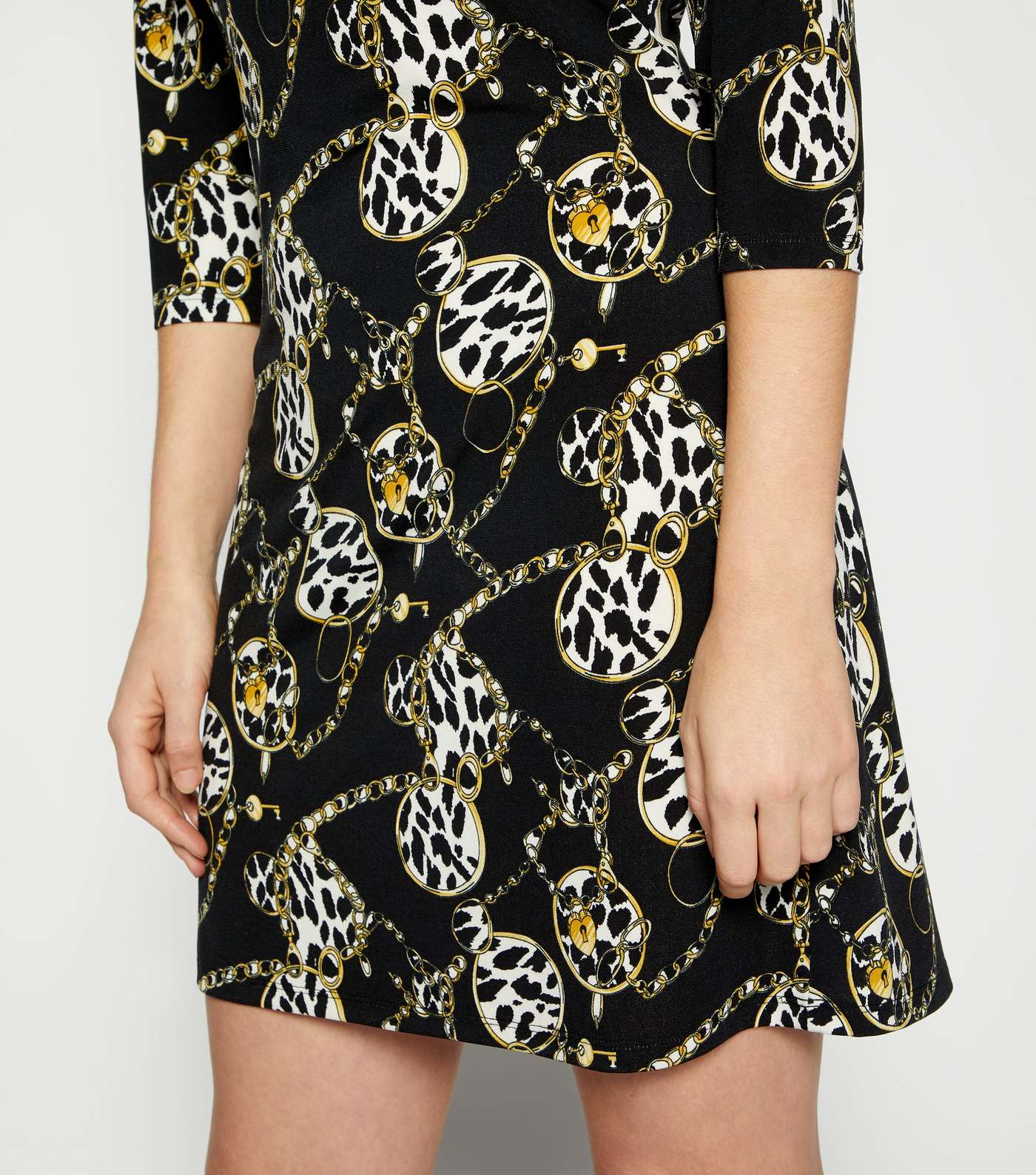 StylistPick Black Animal Chain Print Dress Image 5