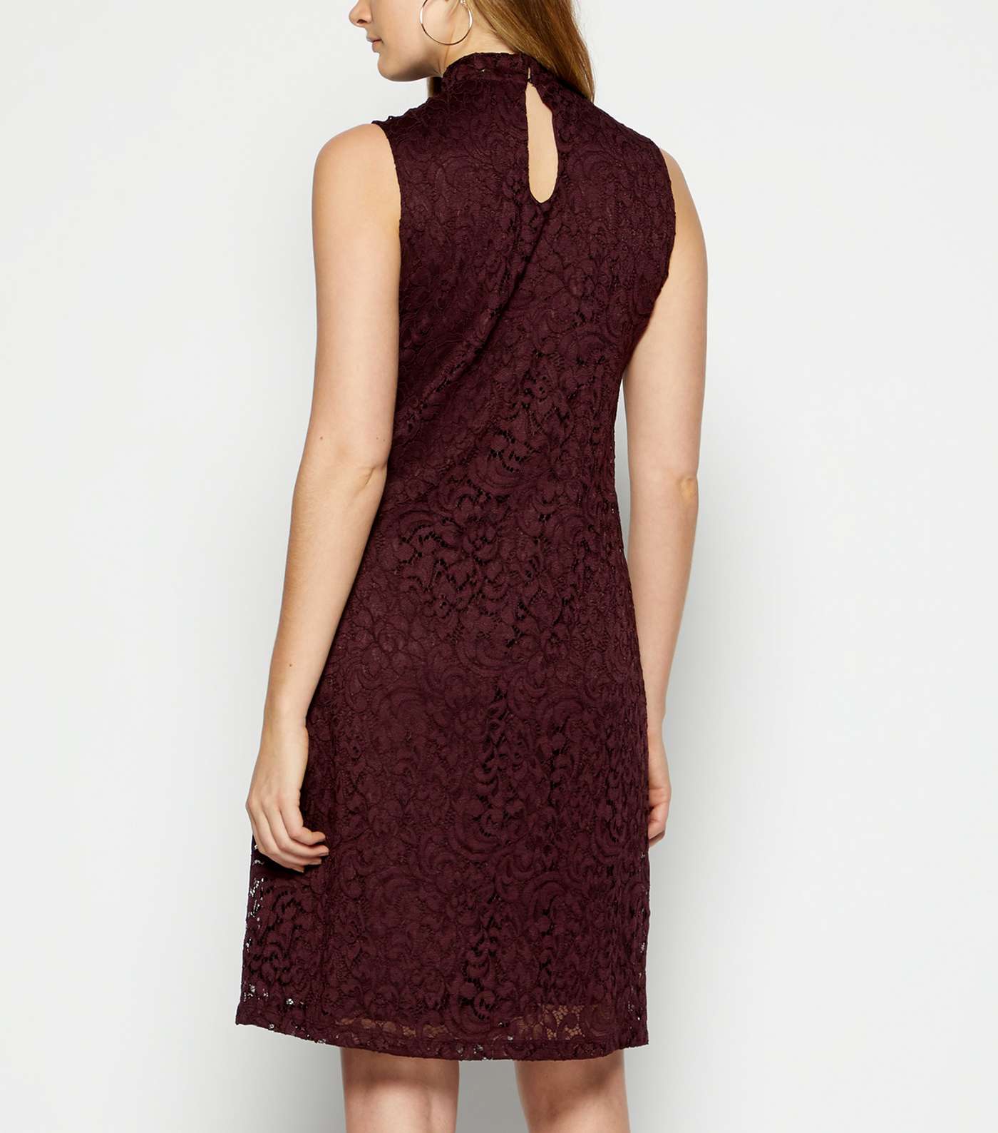 StylistPick Burgundy Lace High Neck Dress Image 3