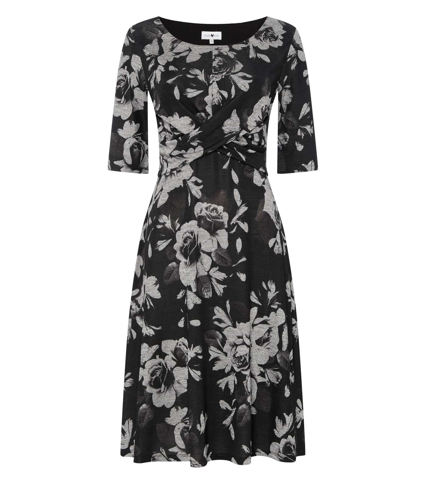 StylistPick Black Floral Cross Wrap Dress Image 4
