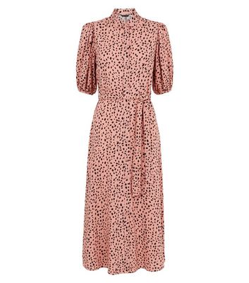 pink spot midi dress