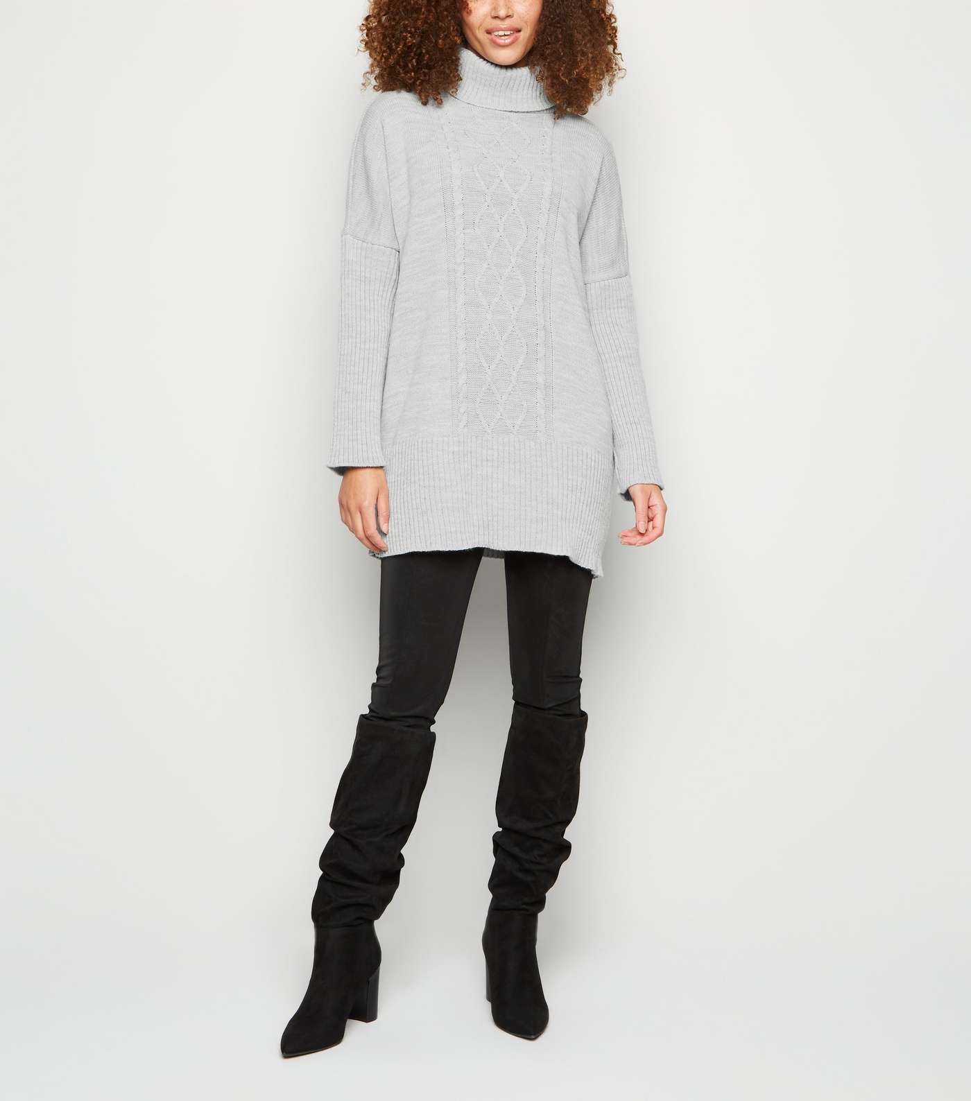 Cameo Rose Grey Cable Knit Jumper Dress Image 5