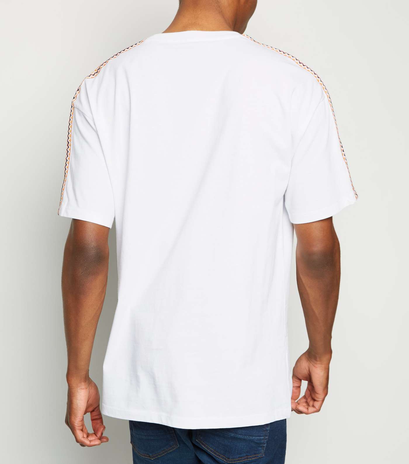 White Zig Zag Tape Sleeve T-Shirt Image 3