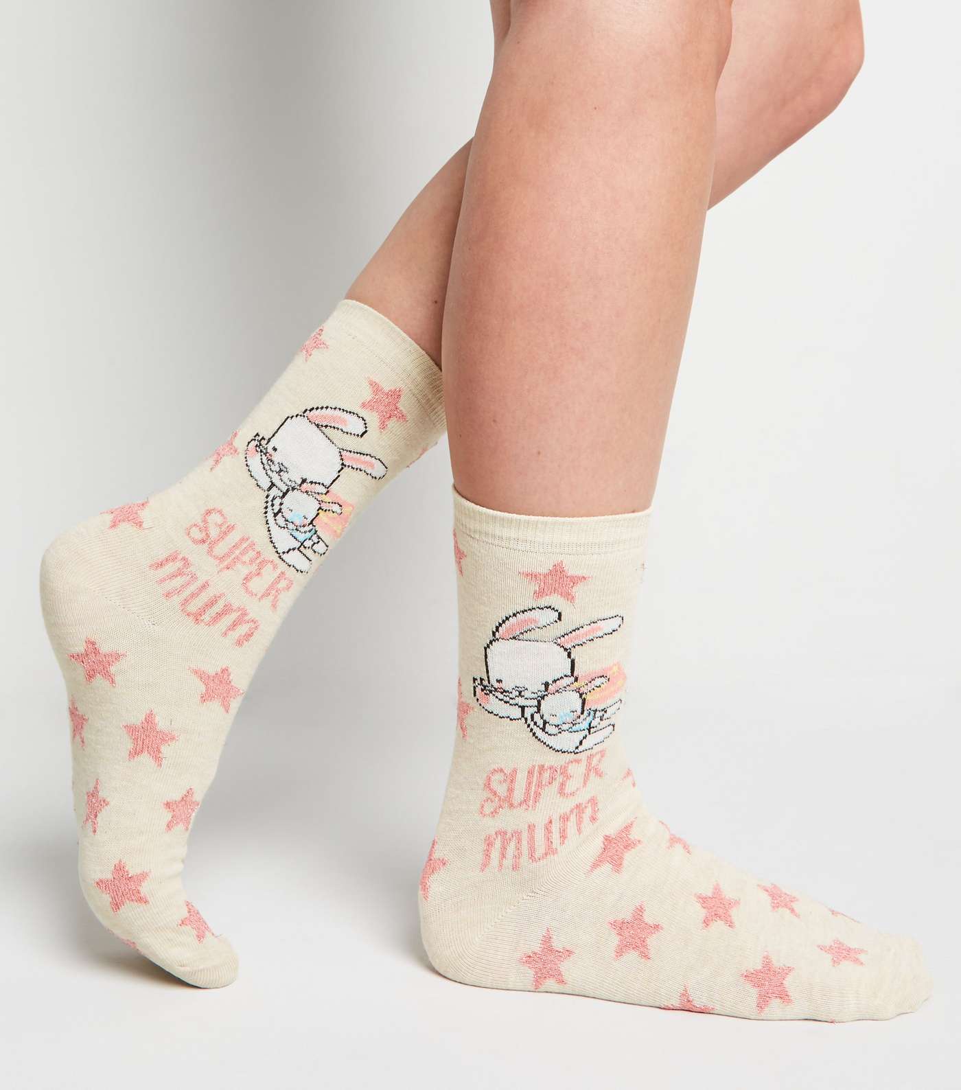 Mid Pink Super Mum Slogan Socks Image 2