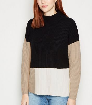 Image of Apricot Black Colour Block Ribbed Jumper New Look