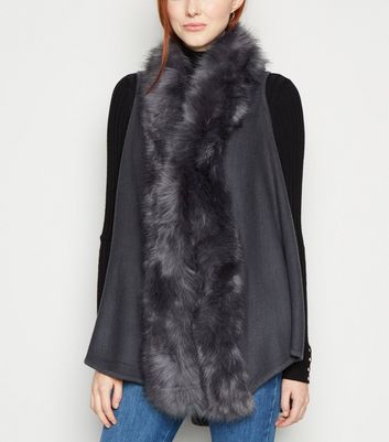 faux fur trim gilet