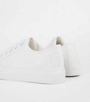 white lace up trainers