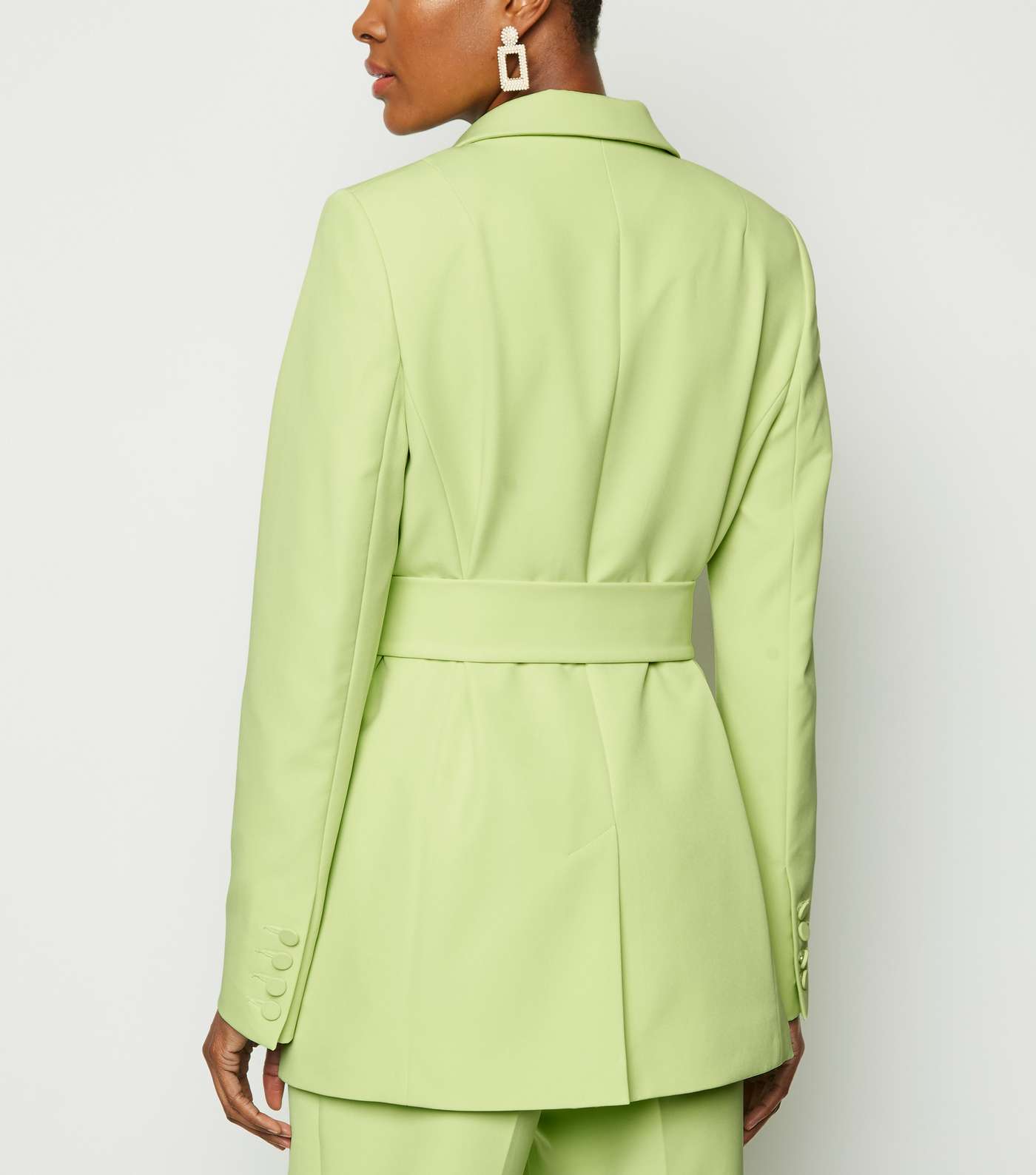 Green Neon Double Breasted Belted Blazer Image 4