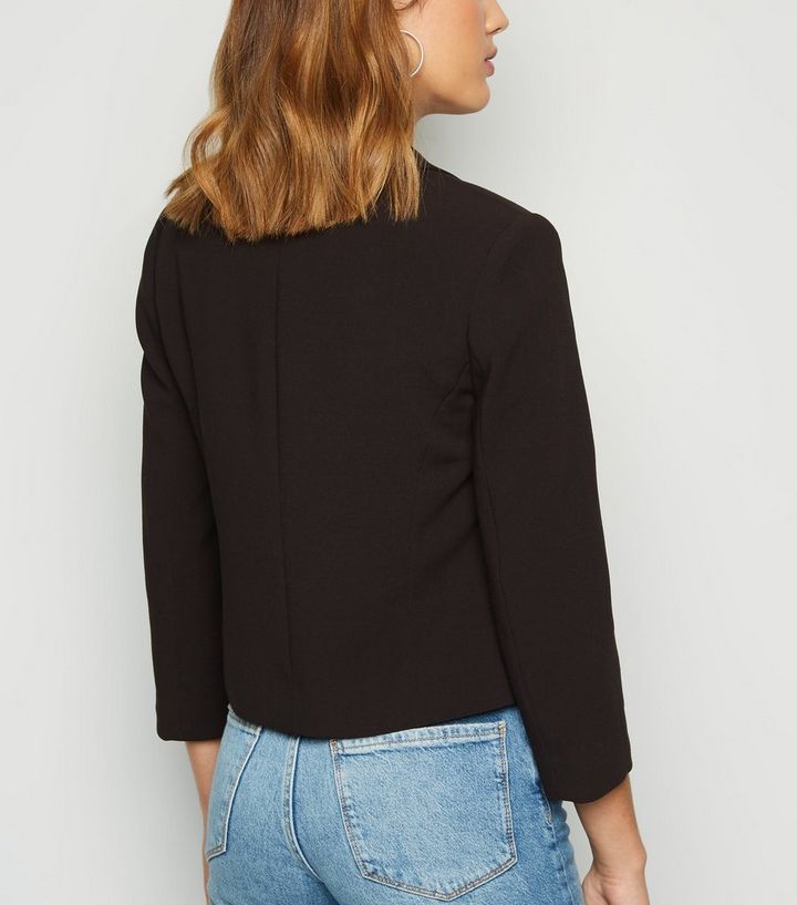 Blazer Noir Court A Manches 3 4 New Look