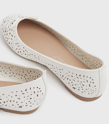 Wide Fit White Laser Cut Ballet Pumps New Look Vegan