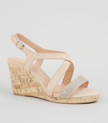 New look shop nude wedges