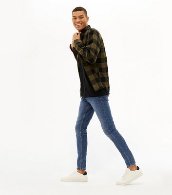 Image of Blue Plain Skinny Stretch Jeans New Look