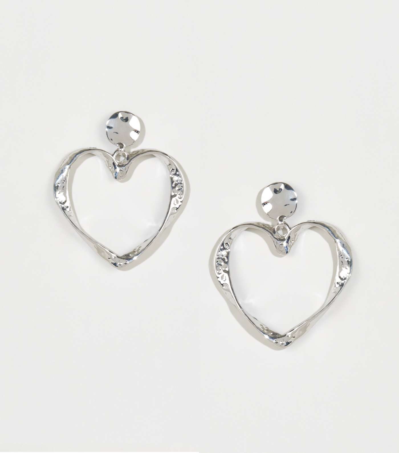 Silver Twisted Heart Hoop Earrings
