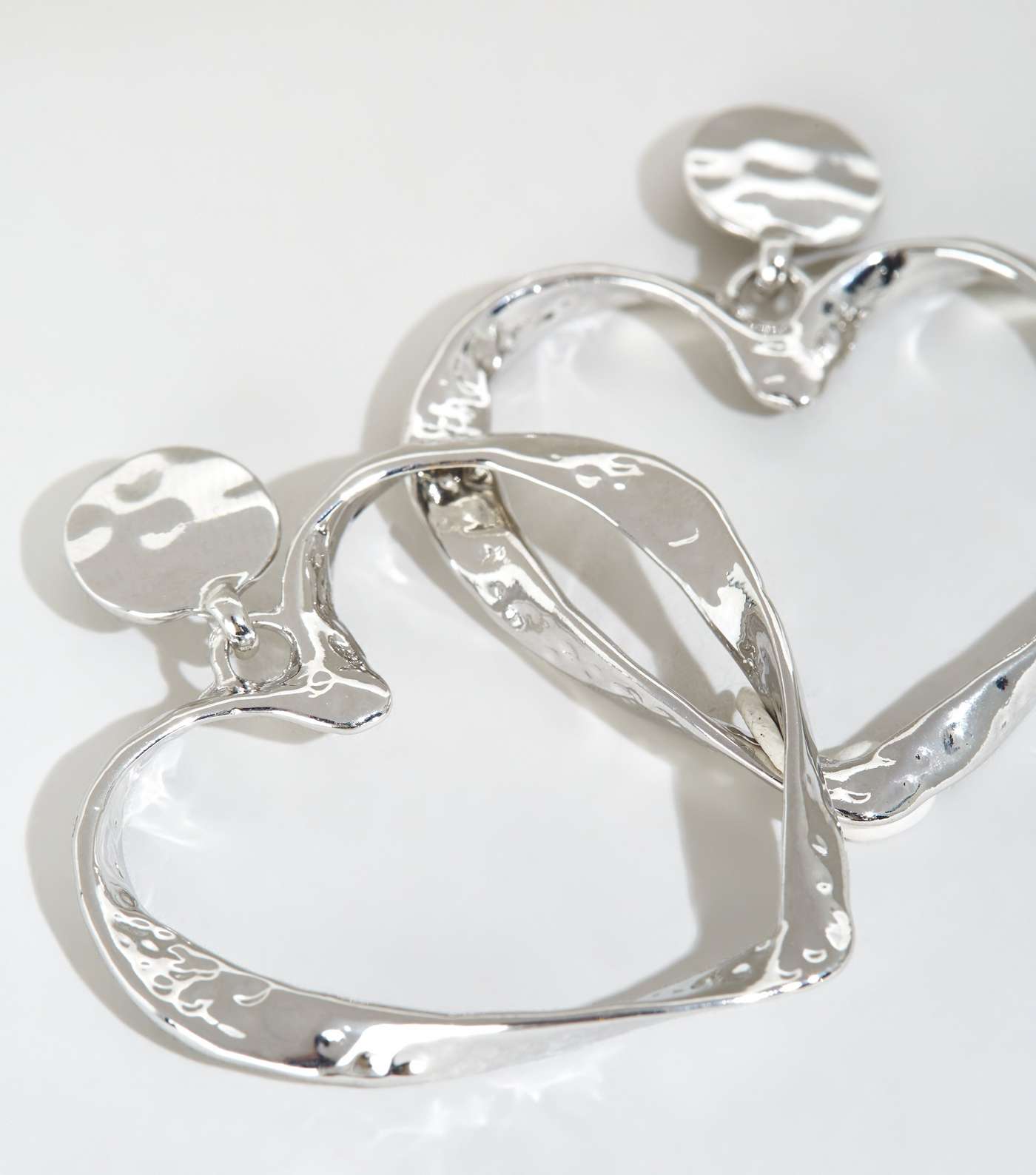 Silver Twisted Heart Hoop Earrings Image 3