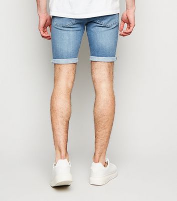 Image of Pale Blue Skinny Denim Shorts New Look