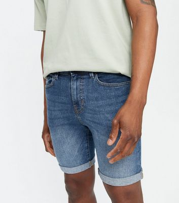 Image of Blue Skinny Stretch Denim Shorts New Look