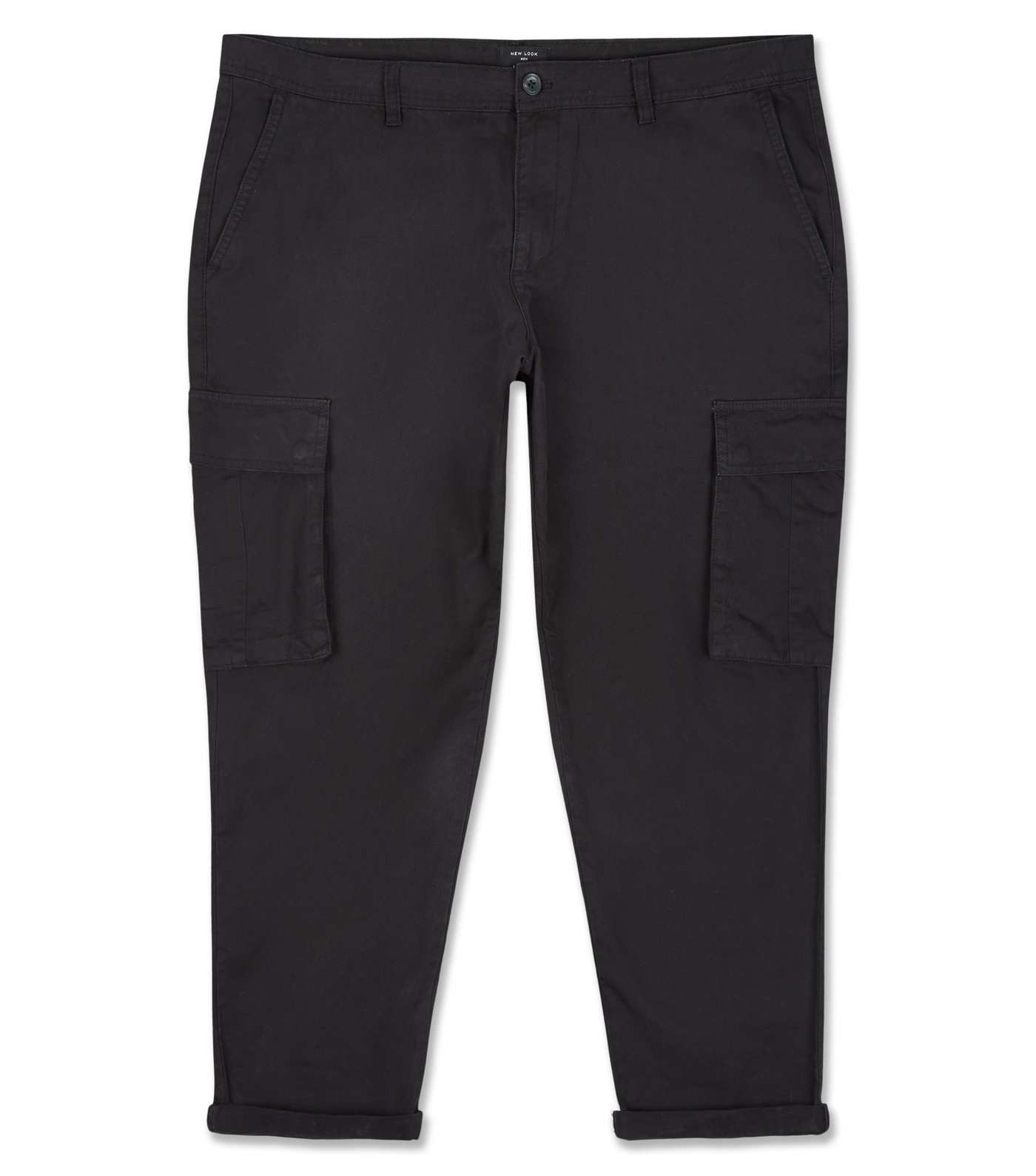 Plus Size Black Cotton Cargo Trousers Image 4