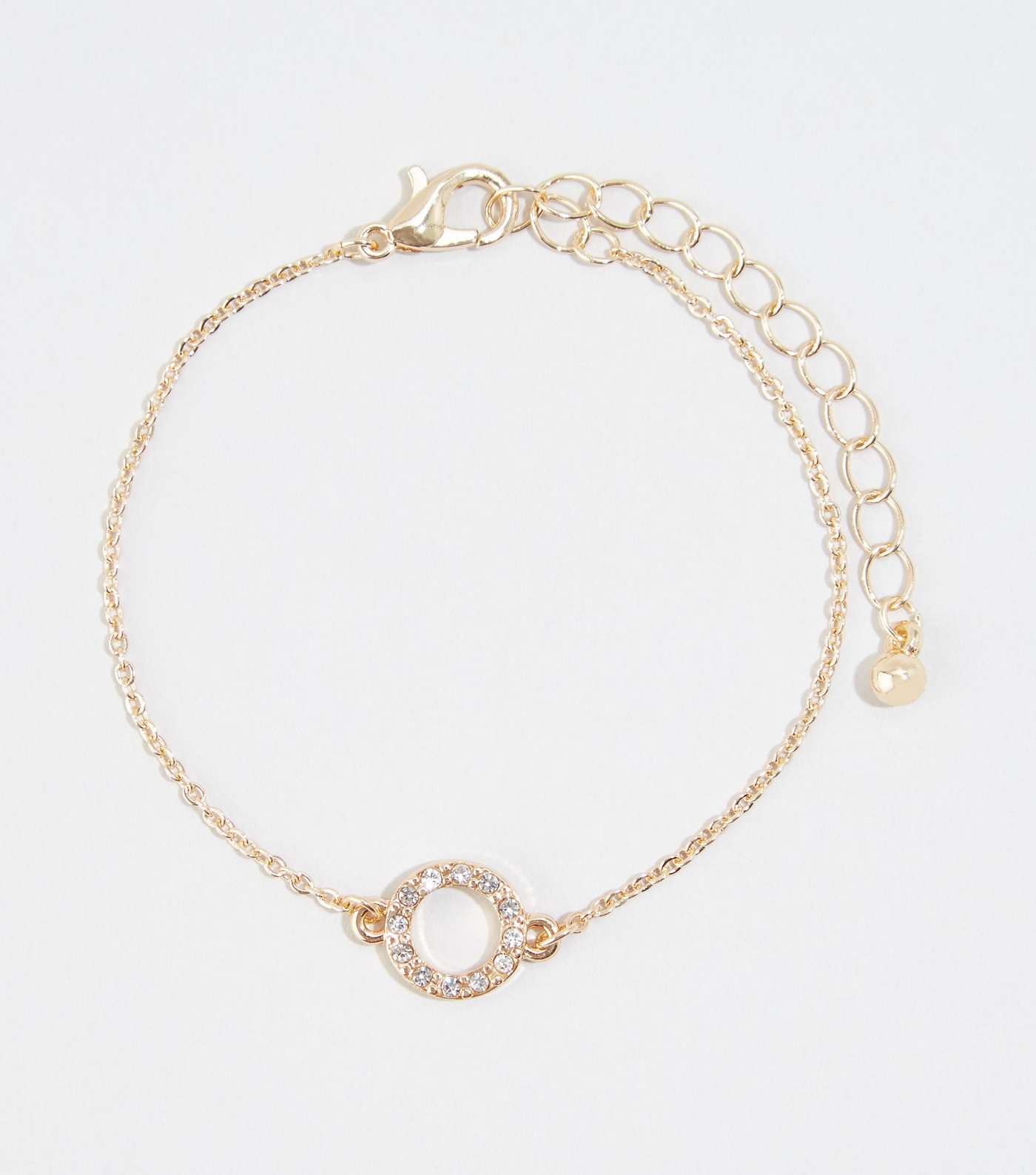 Gold Diamanté Circle Pendant Bracelet