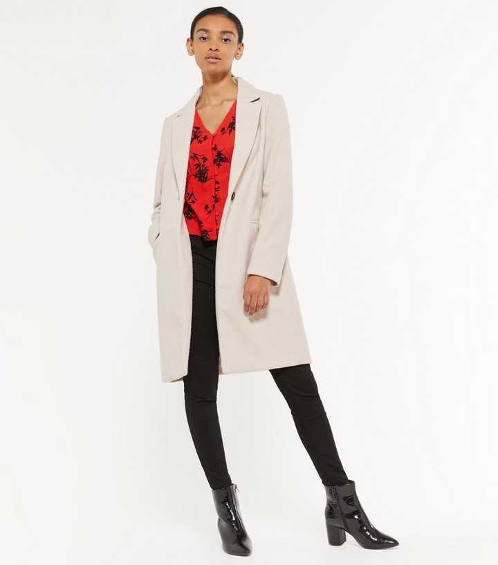 Cream Revere Collar Long Coat