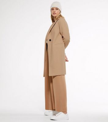 Petite camel revere 2024 collar longline coat