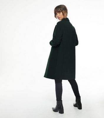 Dark green revere collar long coat Outlet