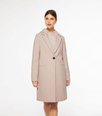 New look button front coat in store light pink