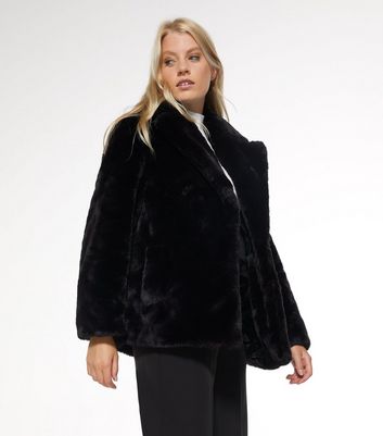 new look black faux fur coat