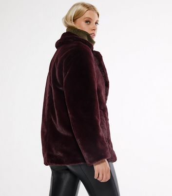 burgundy fur coat