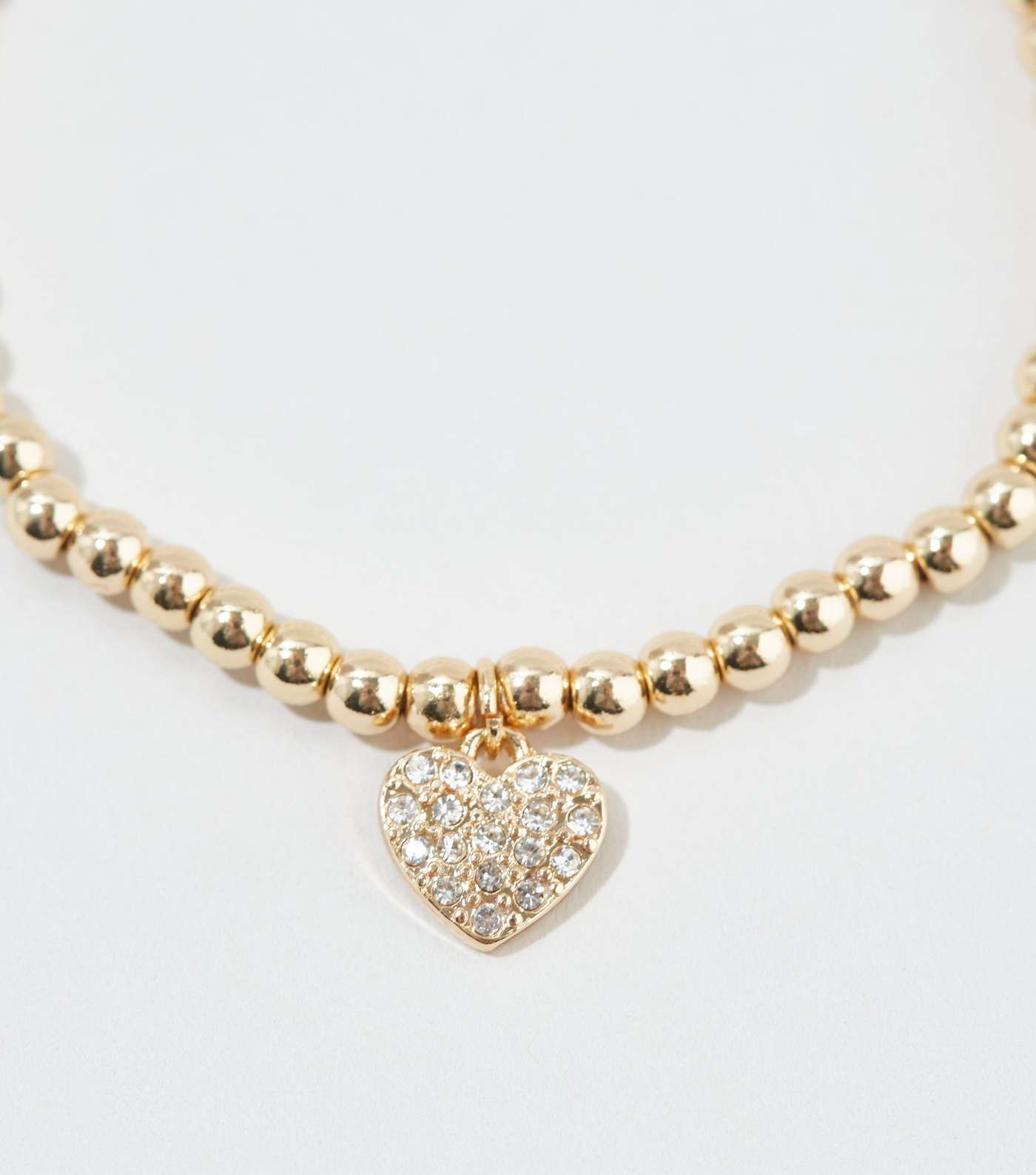 Gold Diamanté Heart Bead Bangle Image 2