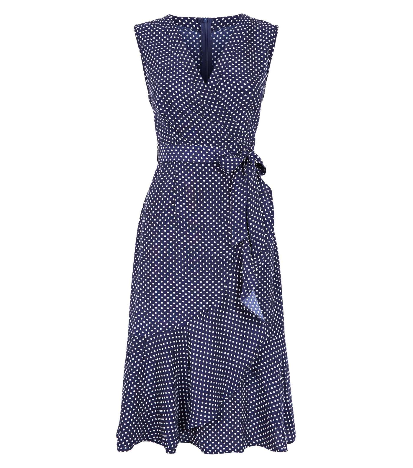 Mela Blue Polka Dot Wrap Midi Dress Image 4