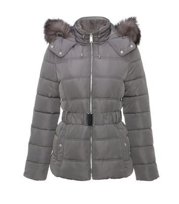 new look grey padded coat