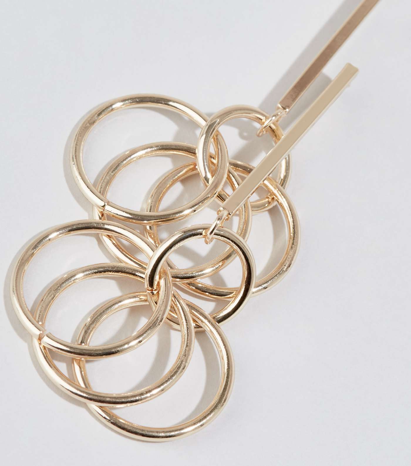 Gold Circle Linked Drop Earrings Image 3
