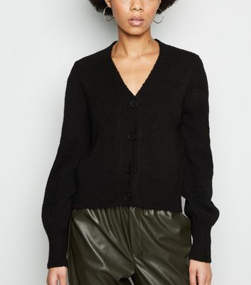 Black Puff Sleeve Cardigan New Look