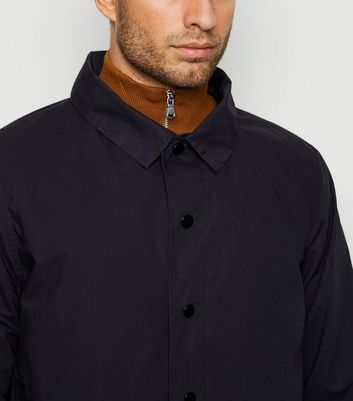 Image of Bellfield Navy Collared Long Mac New Look