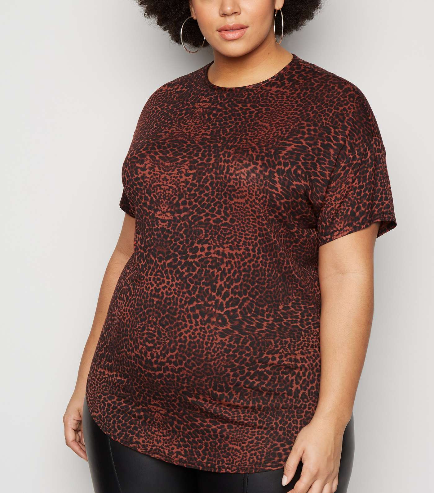 Curves Red Leopard Print T-Shirt