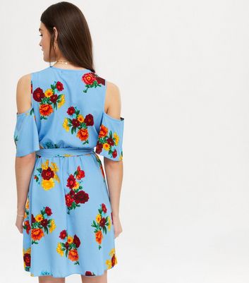 light blue cold shoulder dress