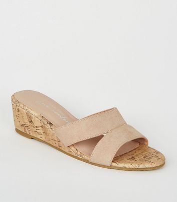 cork wedge mules