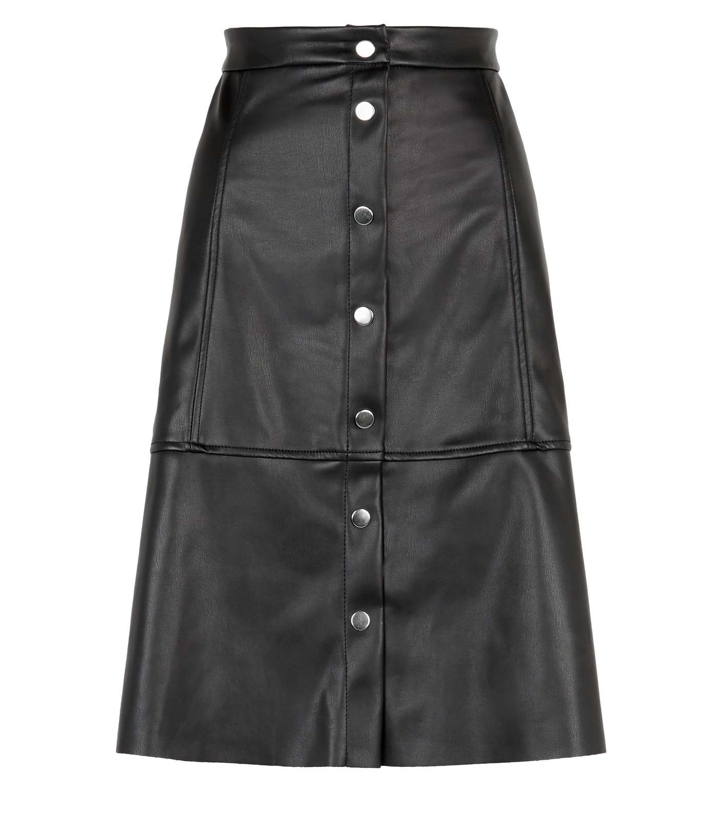 JDY Black Leather-Look High Waist Skirt Image 4