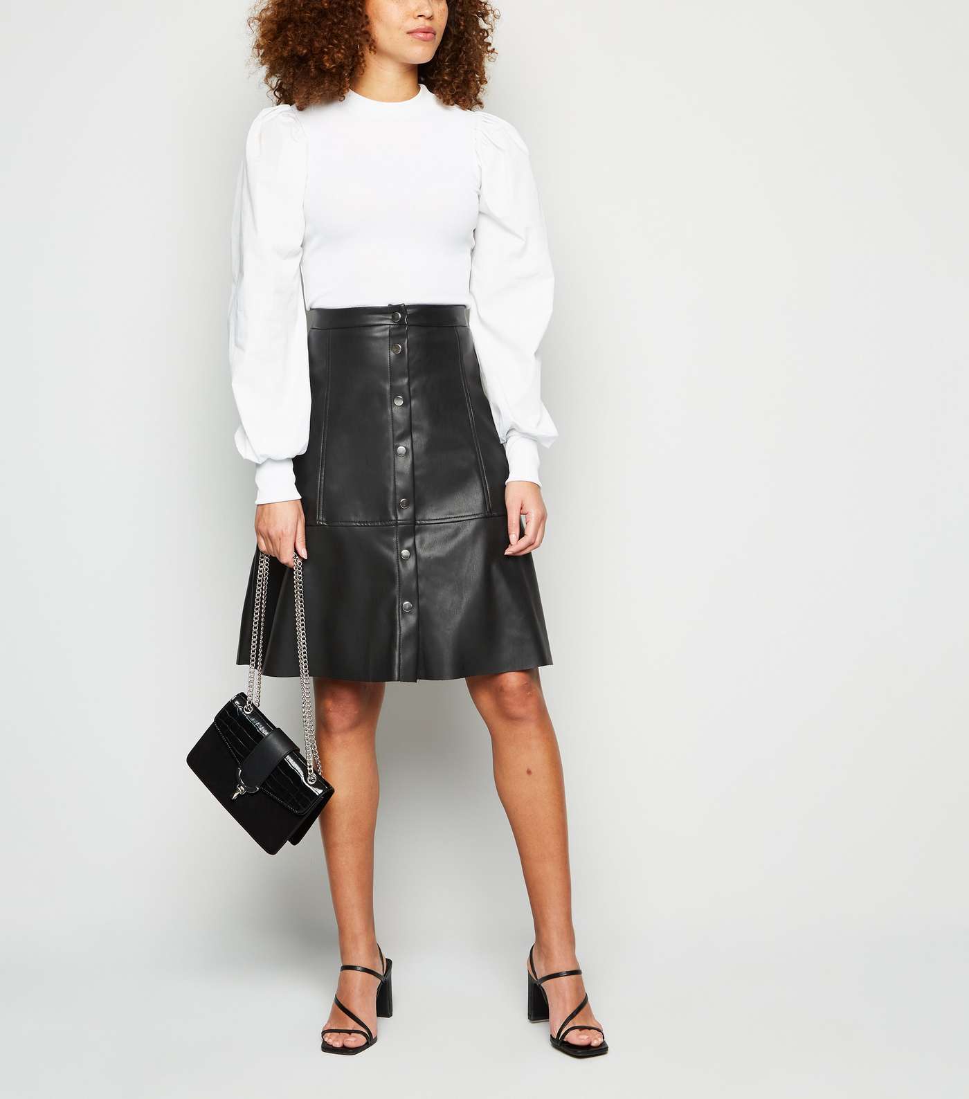 JDY Black Leather-Look High Waist Skirt Image 2