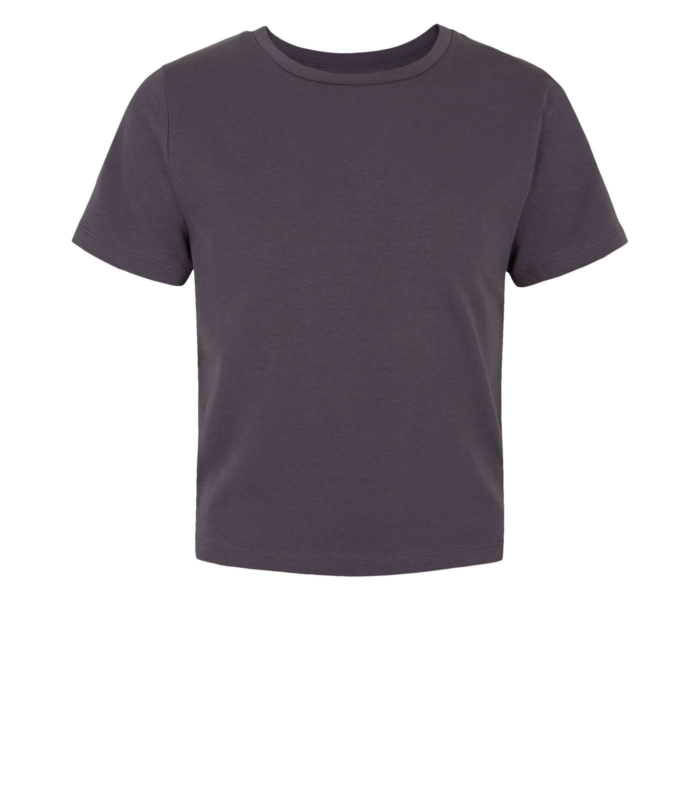 Girls Dark Grey Lattice Side T-Shirt Image 4