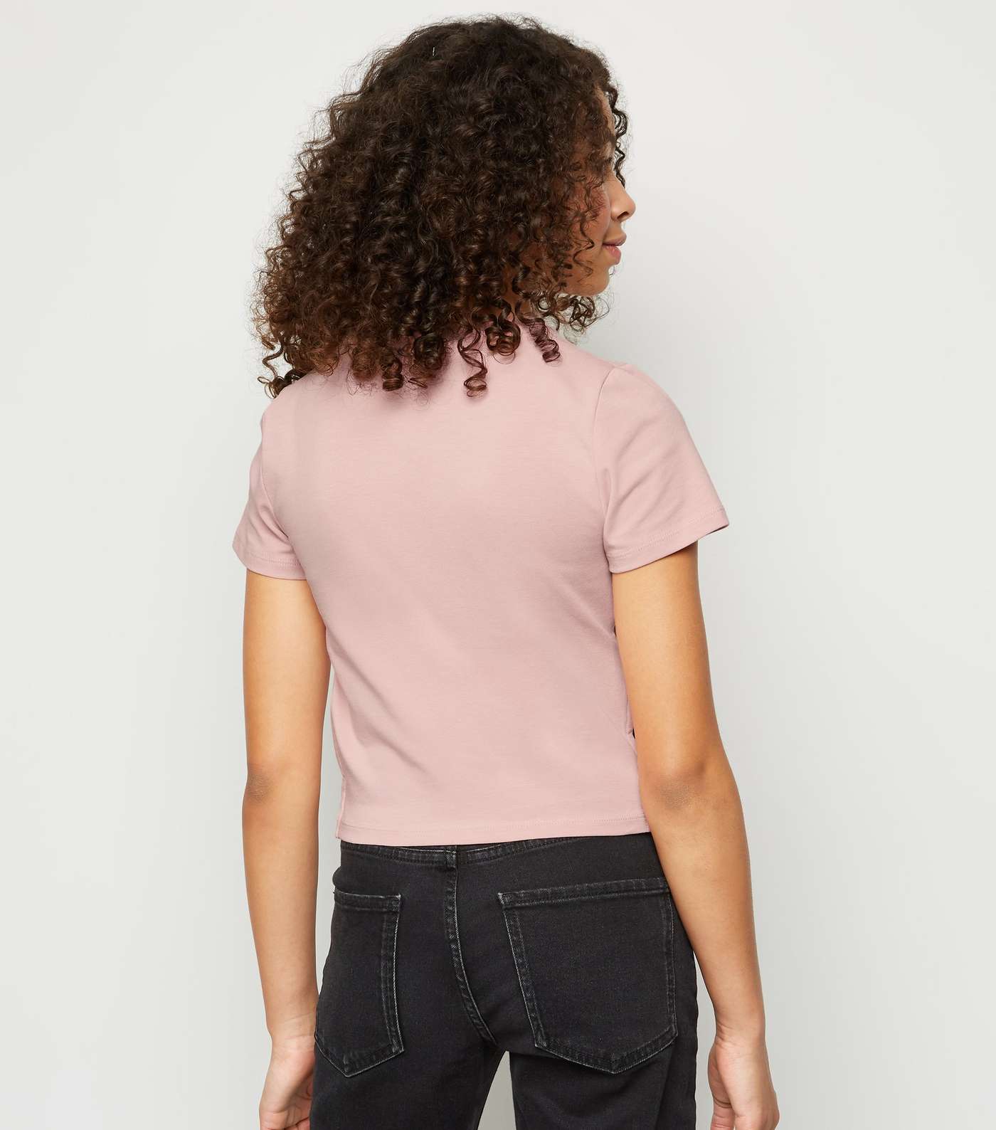 Girls Pale Pink Lattice Side T-Shirt Image 3