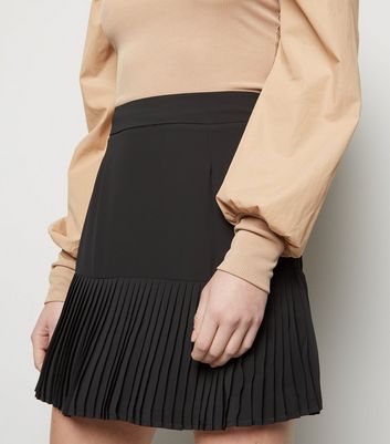 Black chiffon shop pleated mini skirt