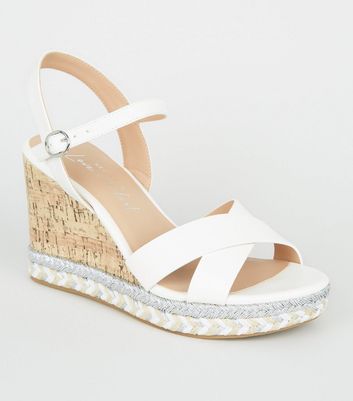 wide fit white wedges