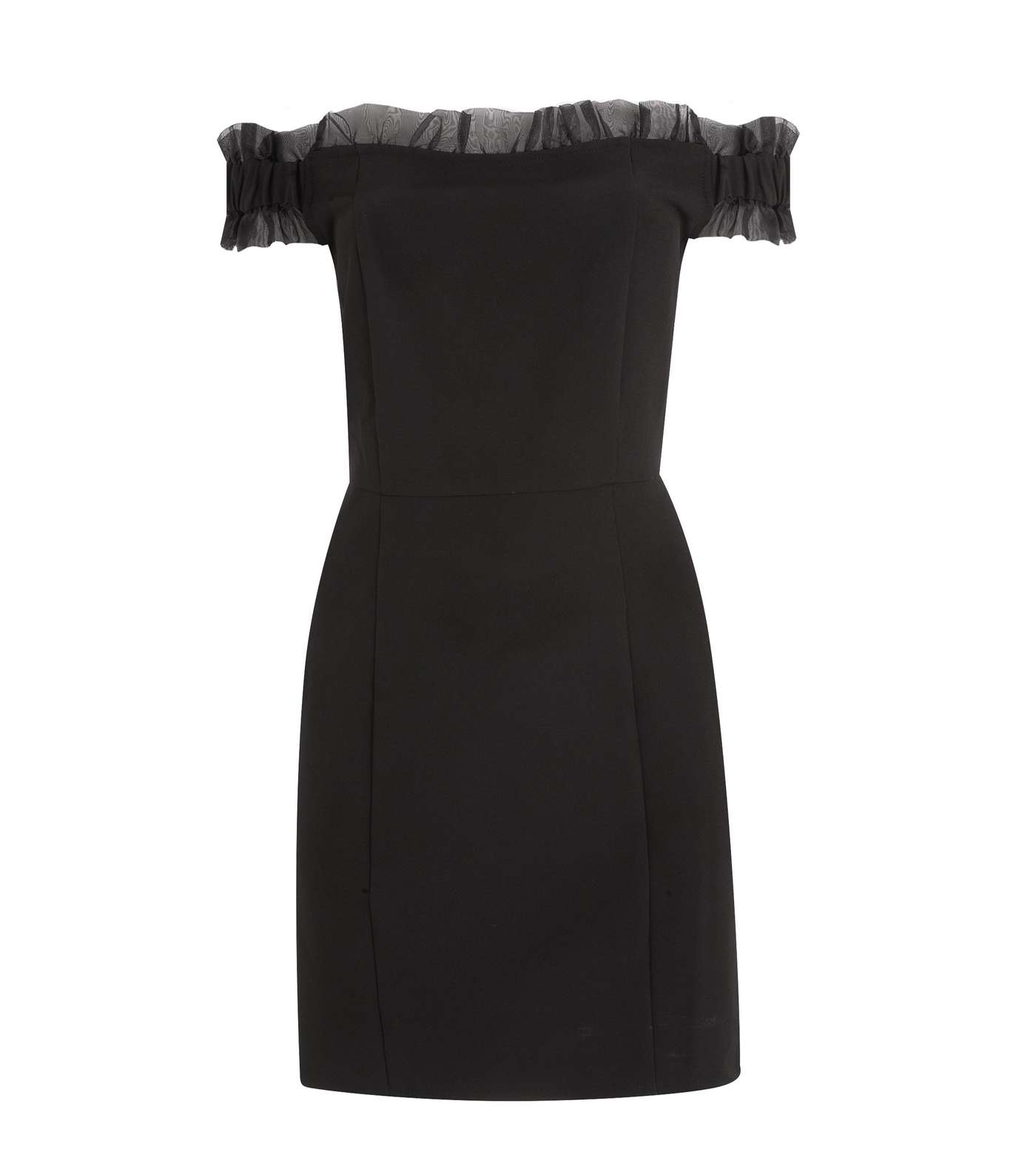 Another Look Black Frill Bardot Mini Dress