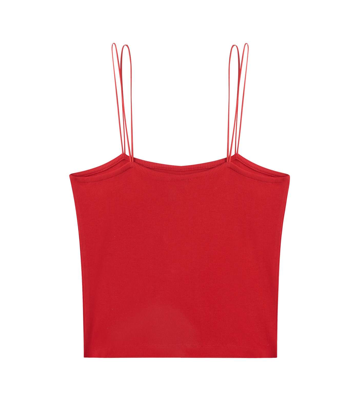 Girls Red Ribbed Double Strap Cami Image 2