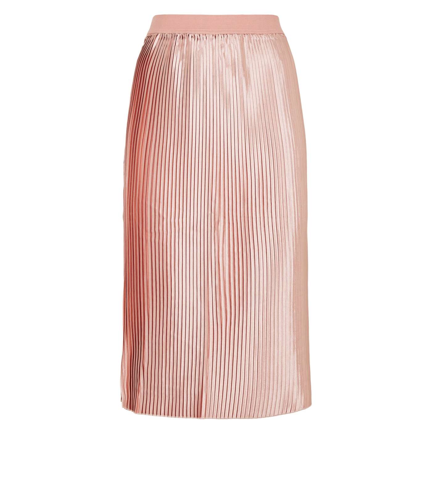 NA-KD Mid Pink Satin Pleated Midi Skirt Image 4
