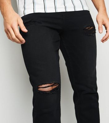 black ripped tapered jeans mens