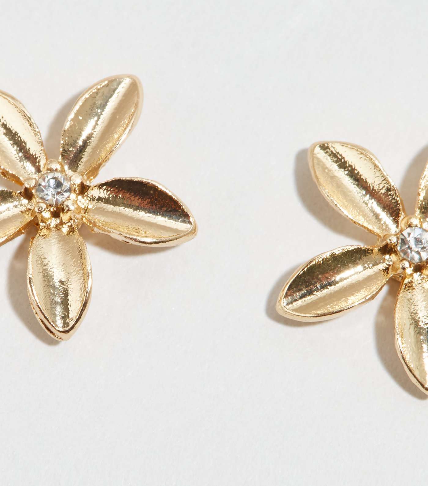 Gold Flower Stud Earrings Image 3