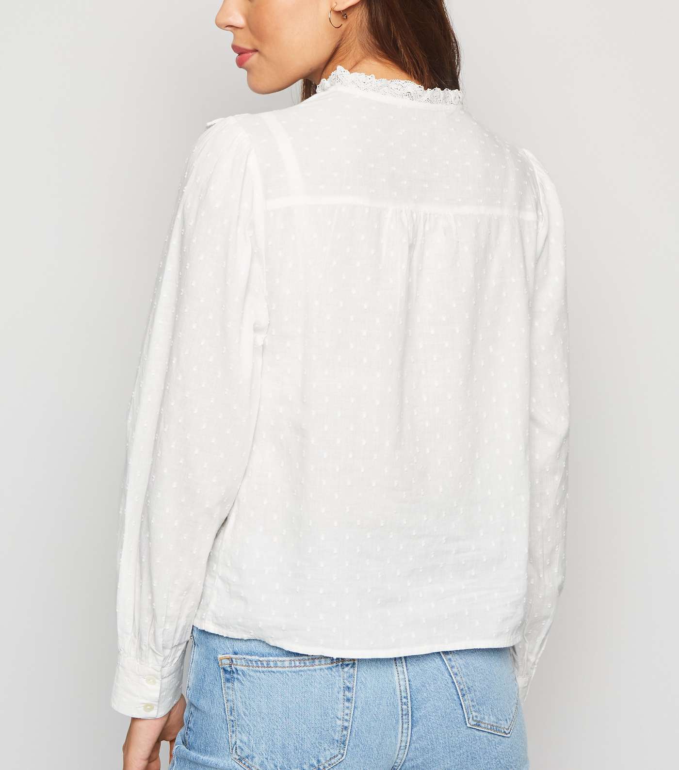 White Spot Lace Puff Sleeve Blouse Image 3