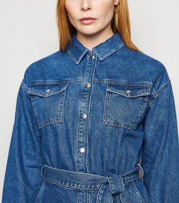 Blue Belted Denim Shirt Dress | New Look
