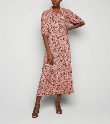pink leopard midi dress